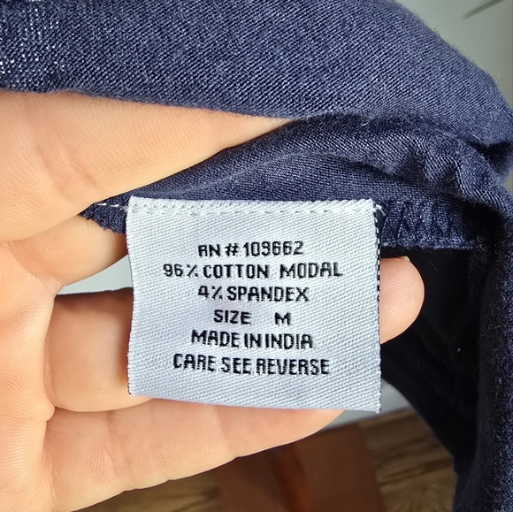 Snapdragon & Twig, Navy Blue Striped Cowl Neck Pocket Tunic Dress Size Medium - Picture 8 of 9